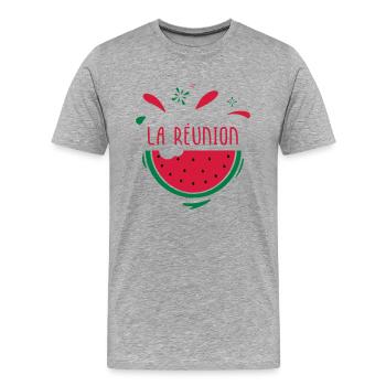 La Réunion - T-shirt bio Premium Homme - gris chiné - Devant - Damien (186cm)