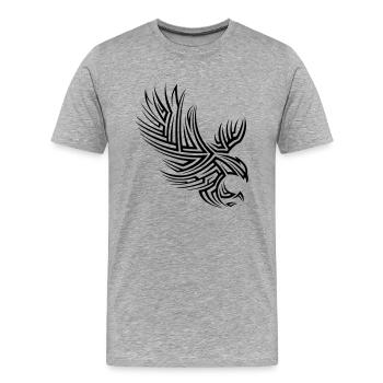 Tatouage tribal d’aigle - T-shirt bio Premium Homme - gris chiné - Devant - Damien (186cm)