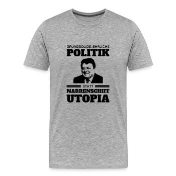 Franz Josef Strauß T-Shirt Narrenschiff Utopia CSU - Männer Premium Bio T-Shirt - Grau meliert - Vorne - Damien (186cm)