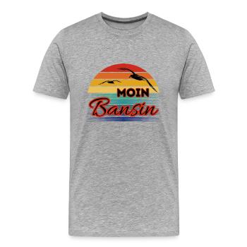 Bassin Moin avec mouette dans le style rétro Bansin - T-shirt bio Premium Homme - gris chiné - Devant - Damien (186cm)