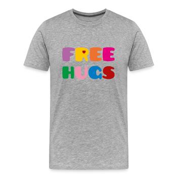 Free Hugs - Männer Premium Bio T-Shirt - Grau meliert - Vorne - Damien (186cm)