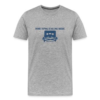 Home Taping tue la musique. (construction) - T-shirt bio Premium Homme - gris chiné - Devant - Damien (186cm)