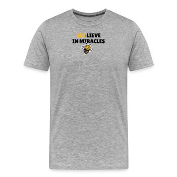 Abeille-lieve dans les miracles - T-shirt bio Premium Homme - gris chiné - Devant - Damien (186cm)