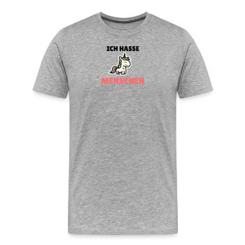 Ich hasse Menschen - Männer Premium Bio T-Shirt - Grau meliert - Vorne - Damien (186cm)