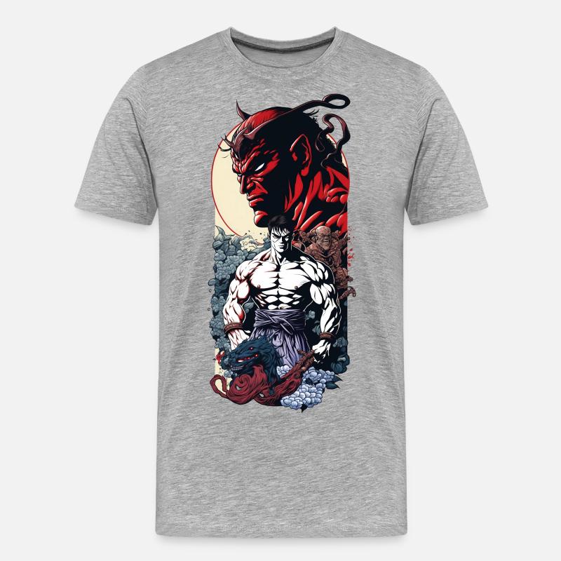 Held der Elemente - Männer Premium Bio T-Shirt - Grau meliert