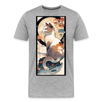 Chaton rêveur - T-shirt bio Premium Homme - gris chiné - Devant - Damien (186cm)