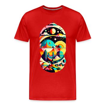 Cosmic Landscape 01 - Männer Premium Bio T-Shirt - Rot - Vorne - Damien (186cm)