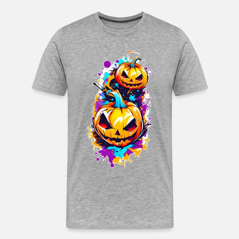 Jack o Lantern 01 - Männer Premium Bio T-Shirt - Grau meliert