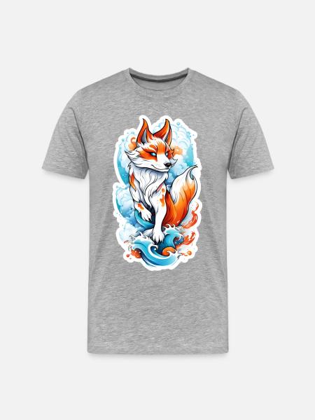 Fuchs - Männer Premium Bio T-Shirt - Grau meliert