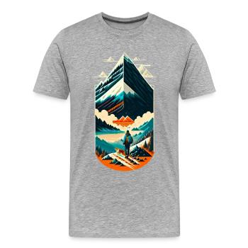 Wanderlust 01 - Men's Premium Organic T-Shirt - heather grey - Front - Damien (186cm)