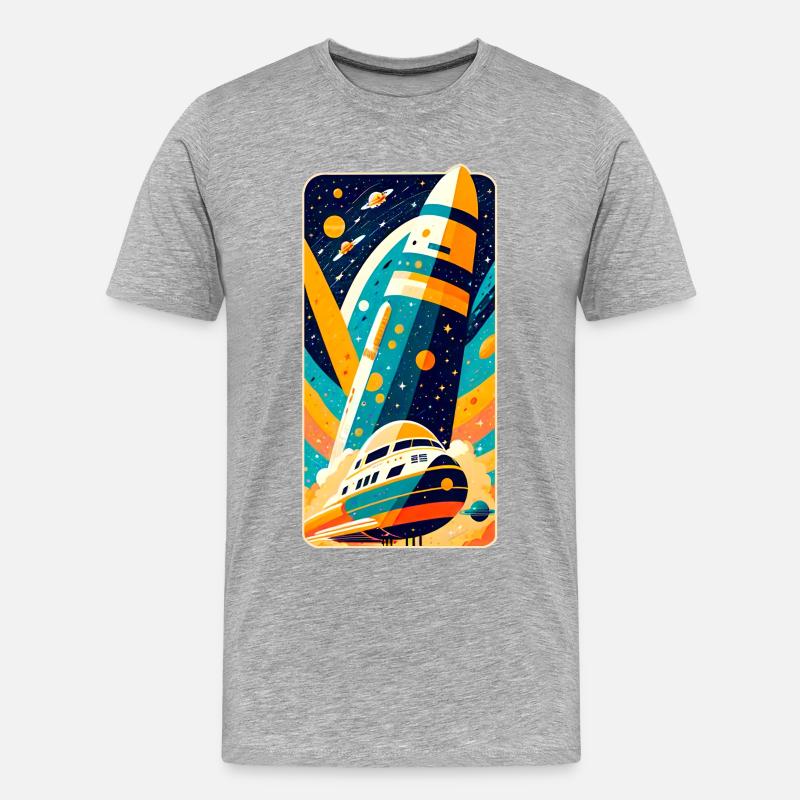 Space Shuttle - Männer Premium Bio T-Shirt - Grau meliert