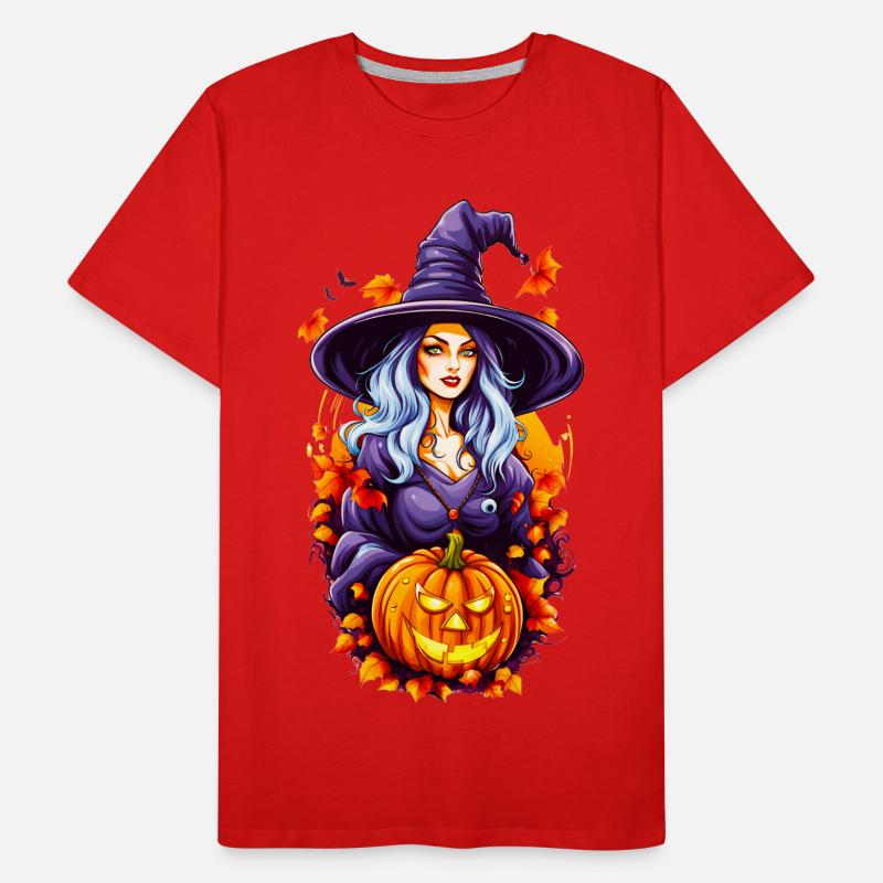 Halloween Hexe mit Kürbiskopf Männer Premium Bio T-Shirt