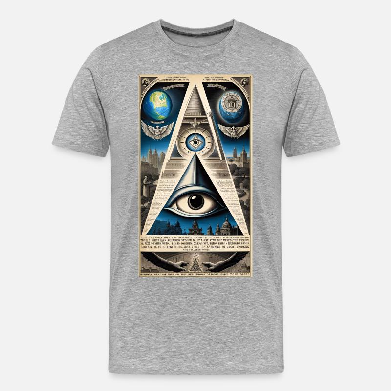 L’œil qui voit tout 01 - T-shirt bio Premium Homme - gris chiné