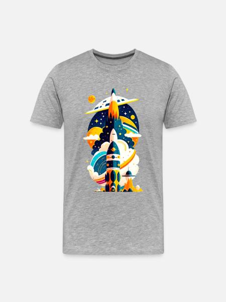 Rocket Space - Men's Premium Organic T-Shirt - heather grey