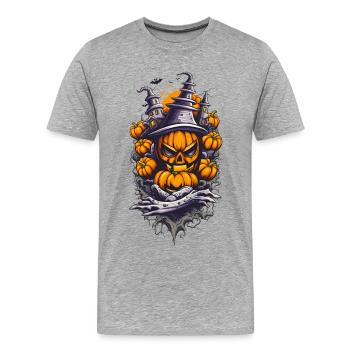 Halloween Villa Pumpkin Head - Men's Premium Organic T-Shirt - heather grey - Front - Damien (186cm)
