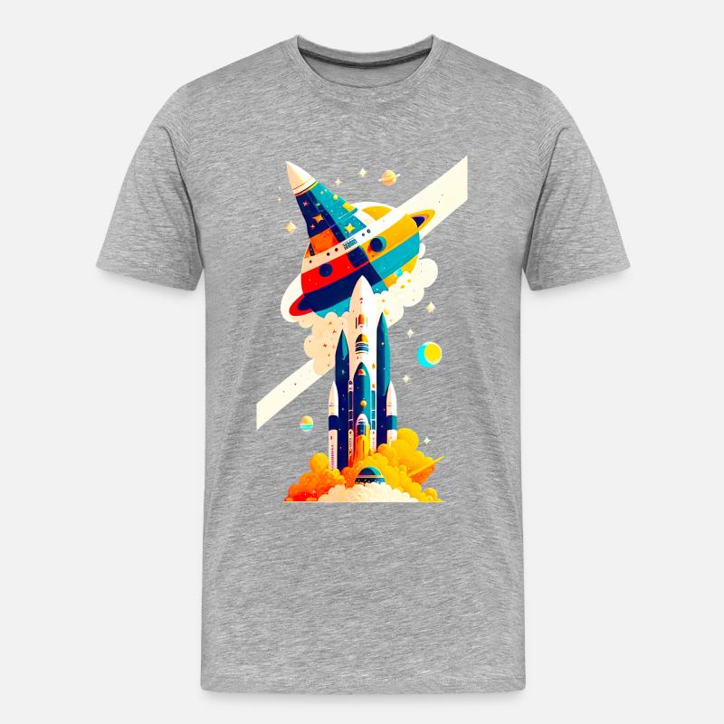Vue de l’espace / Fusée 02 - T-shirt bio Premium Homme - gris chiné