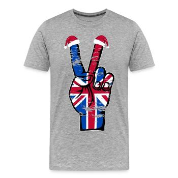 Britische Flagge Weihnachten Peace Symbol used - Männer Premium Bio T-Shirt - Grau meliert - Vorne - Damien (186cm)