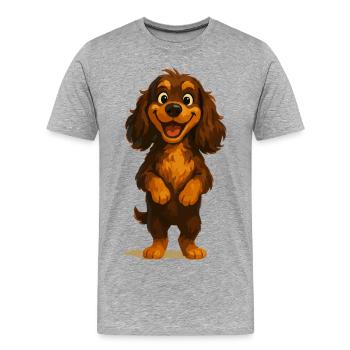 Cocker Spaniel breit grinsend - Männer Premium Bio T-Shirt - Grau meliert - Vorne - Damien (186cm)