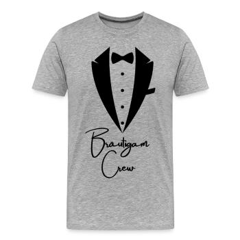 Équipe de mariés de la fête de garçon - T-shirt bio Premium Homme - gris chiné - Devant - Damien (186cm)