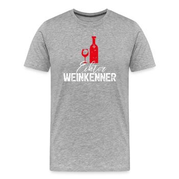 Rotwein Wein, Echter Weinkenner - Männer Premium Bio T-Shirt - Grau meliert - Vorne - Damien (186cm)