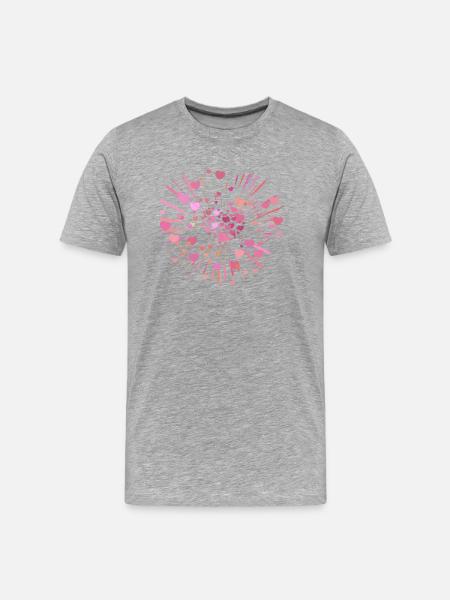supernova2 rosa herzen - Männer Premium Bio T-Shirt - Grau meliert