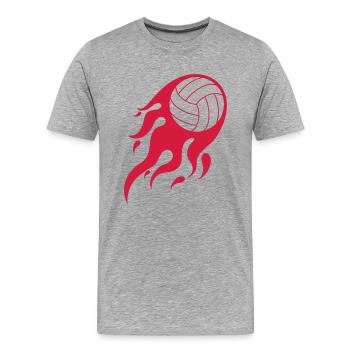 Volleyball on fire - Männer Premium Bio T-Shirt - Grau meliert - Vorne - Damien (186cm)
