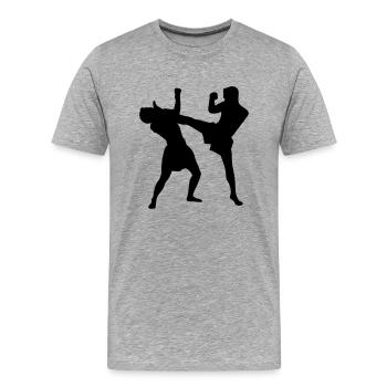 thaiboxing_2 - Männer Premium Bio T-Shirt - Grau meliert - Vorne - Damien (186cm)