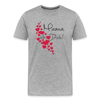 Muttertag Mama Ich liebe Dich, personalisierbar - Männer Premium Bio T-Shirt - Grau meliert - Vorne - Damien (186cm)