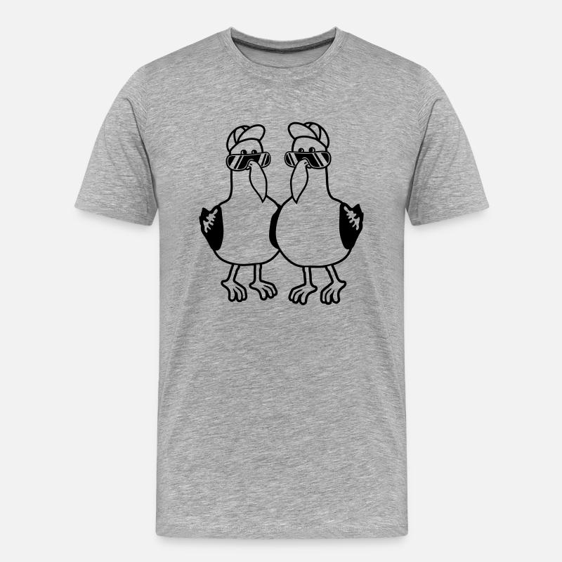Freunde 2 Möwen Team - Männer Premium Bio T-Shirt - Grau meliert
