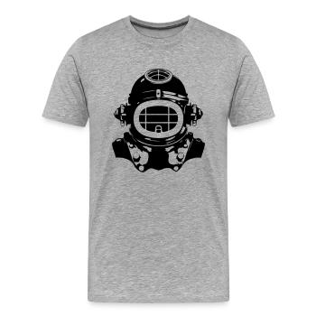 Taucherhelm Tauchen Apnoe Vintage - Männer Premium Bio T-Shirt - Grau meliert - Vorne - Damien (186cm)