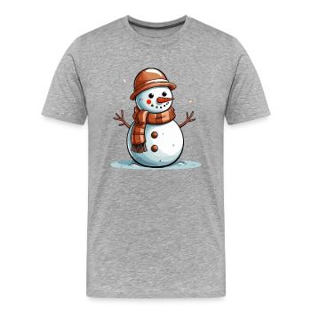 Bonhomme de neige avec foulard marron - T-shirt bio Premium Homme - gris chiné - Devant - Damien (186cm)