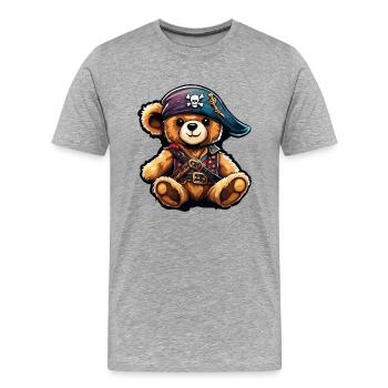 Ours en peluche / Peluche / Animal en peluche / Idée cadeau - T-shirt bio Premium Homme - gris chiné - Devant - Damien (186cm)