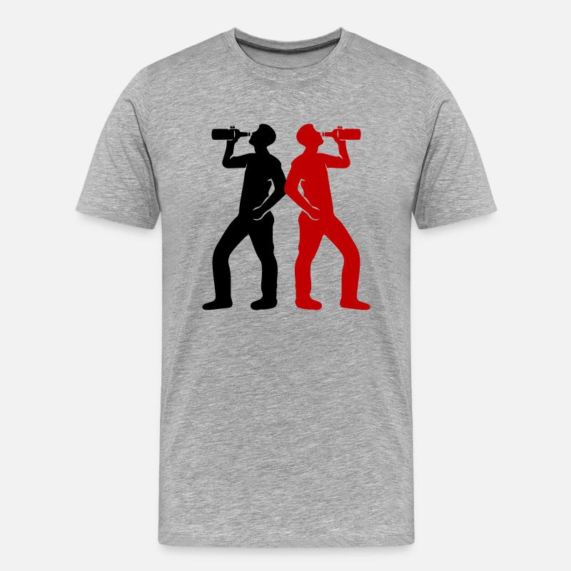 Trinker Bier Silhouette - Männer Premium Bio T-Shirt - Grau meliert