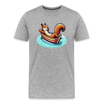 Écureuil détendu dans le bateau - T-shirt bio Premium Homme - gris chiné - Devant - Damien (186cm)