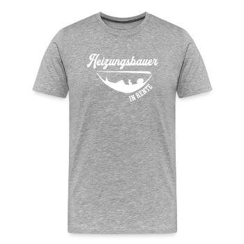 Heizungsbauer Rente Rentner Heizungsbau Ruhestand - Männer Premium Bio T-Shirt - Grau meliert - Vorne - Damien (186cm)