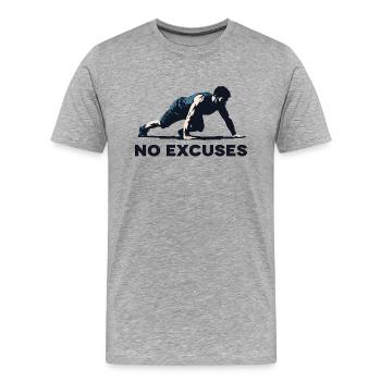 Pas d’excuses - Fitness - Sport - Santé - T-shirt bio Premium Homme - gris chiné - Devant - Damien (186cm)