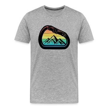 Montagne avec mousqueton Motif d’escalade - T-shirt bio Premium Homme - gris chiné - Devant - Damien (186cm)
