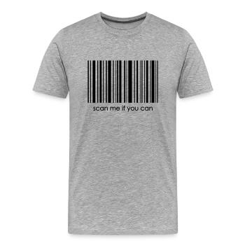 Barcode "scan me if you can" 2 - Männer Premium Bio T-Shirt - Grau meliert - Vorne - Damien (186cm)