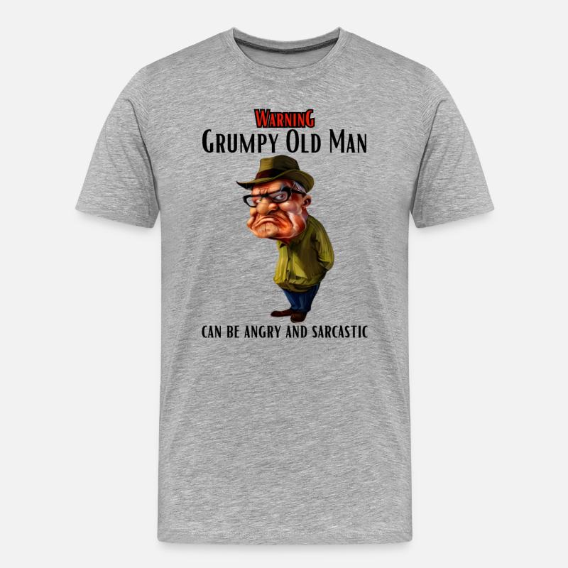 Warning Grumpy Old Man - Männer Premium Bio T-Shirt - Grau meliert