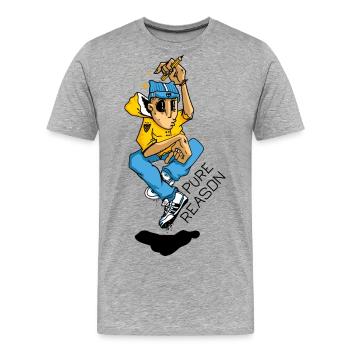 Chiller avec un crayon et un chapeau - T-shirt bio Premium Homme - gris chiné - Devant - Damien (186cm)