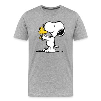 Peanuts Snoopy Und Woodstock - Männer Premium Bio T-Shirt - Grau meliert - Vorne - Damien (186cm)
