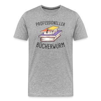Professioneller Bücherwurm Geschenk für Leseratten - Männer Premium Bio T-Shirt - Grau meliert - Vorne - Damien (186cm)
