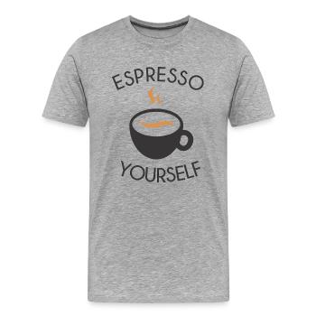 Espresso yourself - Männer Premium Bio T-Shirt - Grau meliert - Vorne - Damien (186cm)