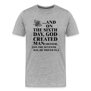 GOD CREATED MANCHESTER - Men's Premium Organic T-Shirt - heather grey - Front - Damien (186cm)