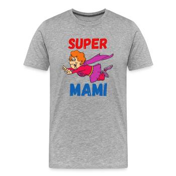 Super Mami - T-shirt bio Premium Homme - gris chiné - Devant - Damien (186cm)