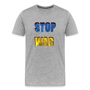 STOP WAR - Men's Premium Organic T-Shirt - heather grey - Front - Damien (186cm)