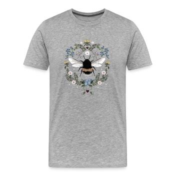 Bourdon Fleurs Abeille - T-shirt bio Premium Homme - gris chiné - Devant - Damien (186cm)