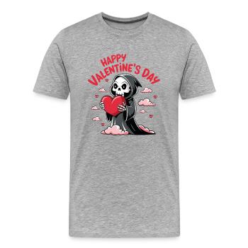 faucheuse amoureuse avec coeur - T-shirt bio Premium Homme - gris chiné - Devant - Damien (186cm)