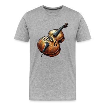 Contrebasse Instrument de musique - T-shirt bio Premium Homme - gris chiné - Devant - Damien (186cm)