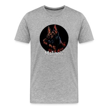 Malinois Dog Belgian Shepherd Dog - Men's Premium Organic T-Shirt - heather grey - Front - Damien (186cm)